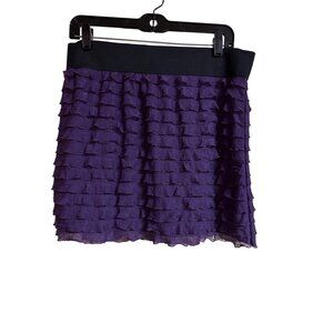Express Purple Ruffle Mini Skirt Size 1 Polyester & Spandex